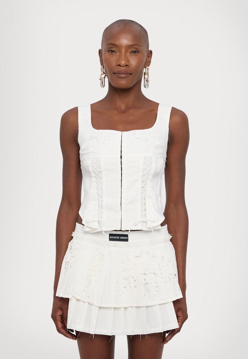 MARINE SERRE REGENERATED HOUSEHOLD CORSET - Top - white