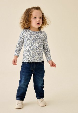 Next, REGULAR FIT - RIBBED LONG SLEEVE TOP - Langarmshirt - ecru blue ditsy floral