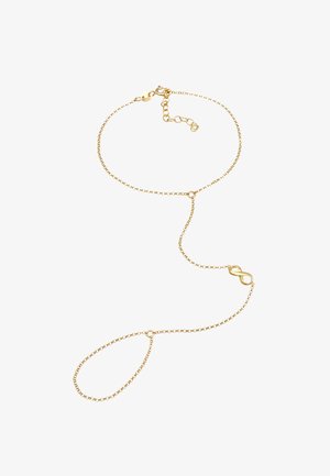 Goldkette mit feinem Glieddesign. Mit einem Akzent in Form eines Unendlichkeitssymbols und einem verstellbaren Verschluss für die Größenanpassung.
