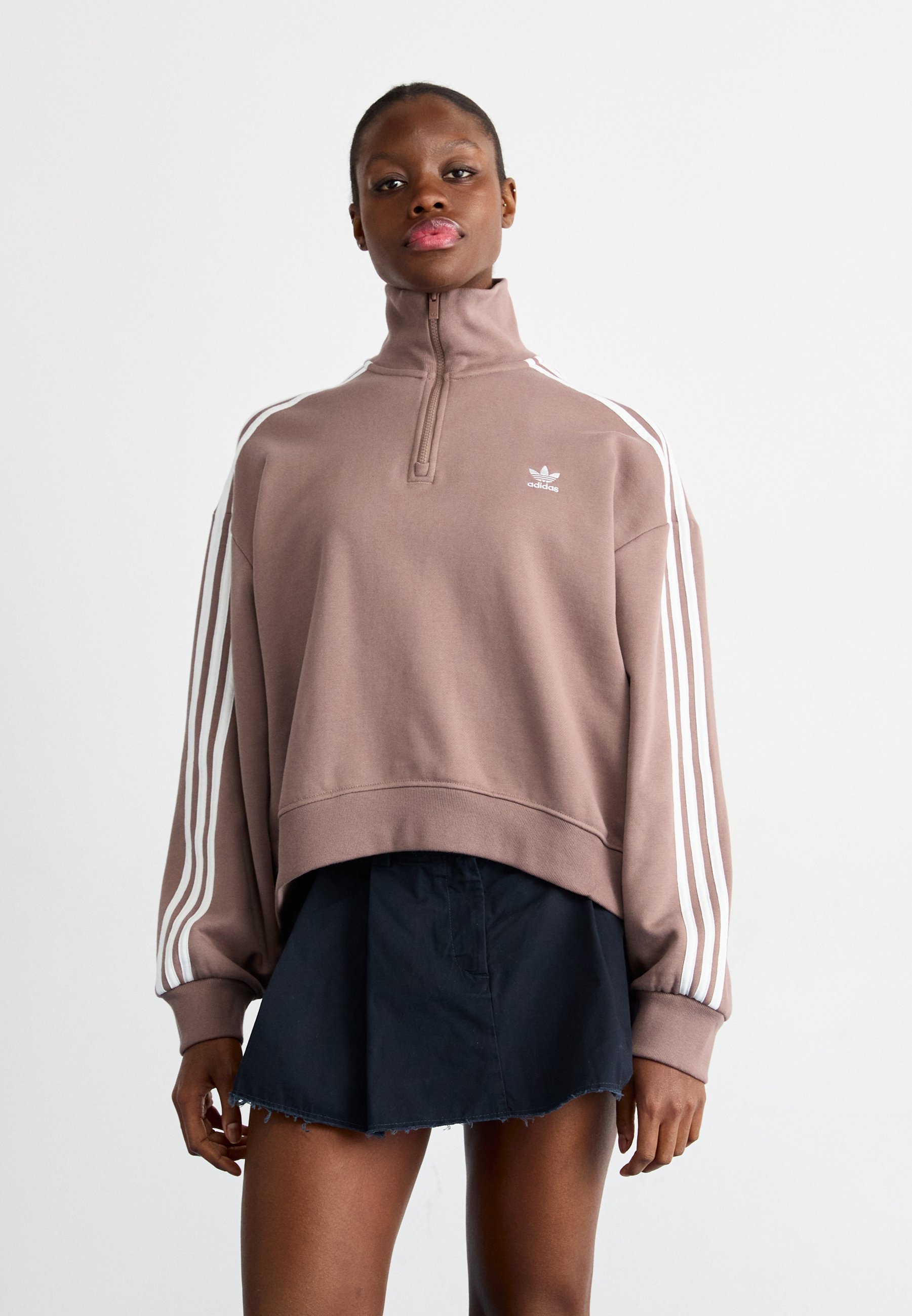 adidas Originals HALFZIP CREW - Sweatshirt - trace brown/brown