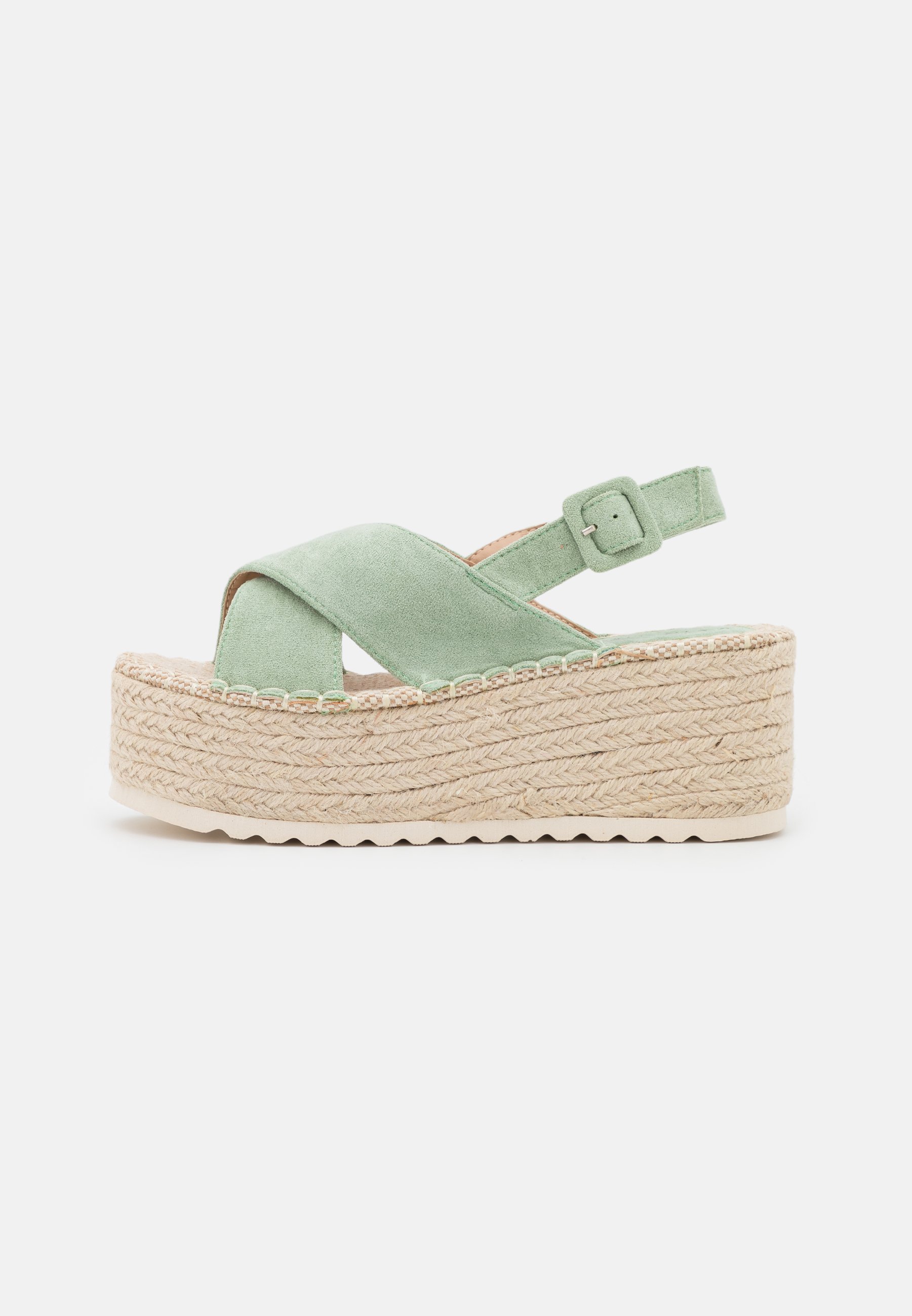 Sandalias de tacón de mujer de color verde lima con tiras
