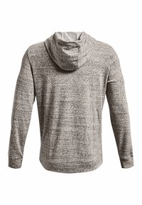Grå fleece hættetrøje med tekstureret finish, lange ærmer og hætte. Har en lige pasform og minimale syninger for et rent udseende.