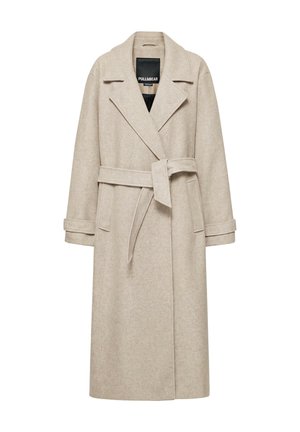 PULL&BEAR, BELTED LONG - COAT - Trench - mole brown