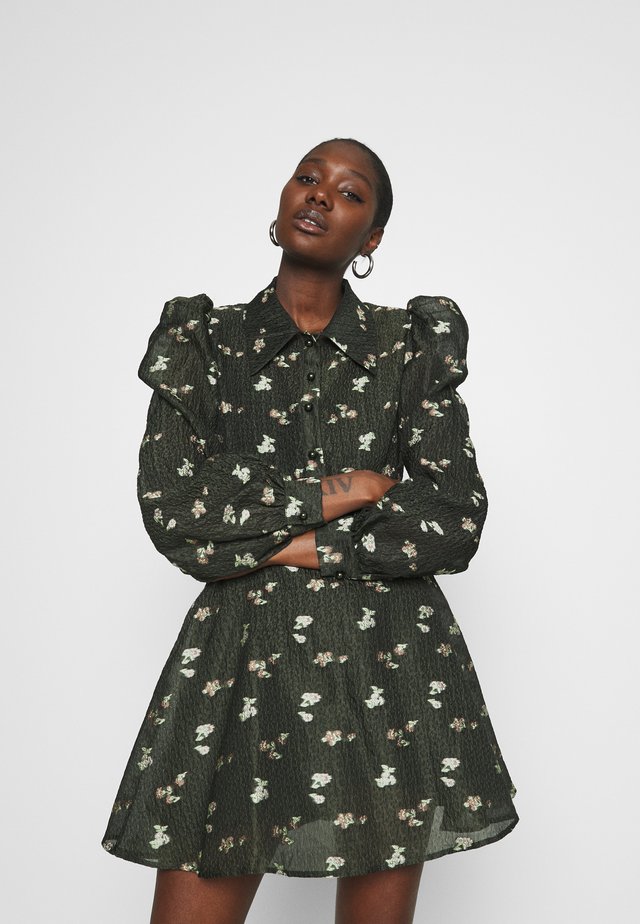 LEONI - Skjortekjole - dark olive