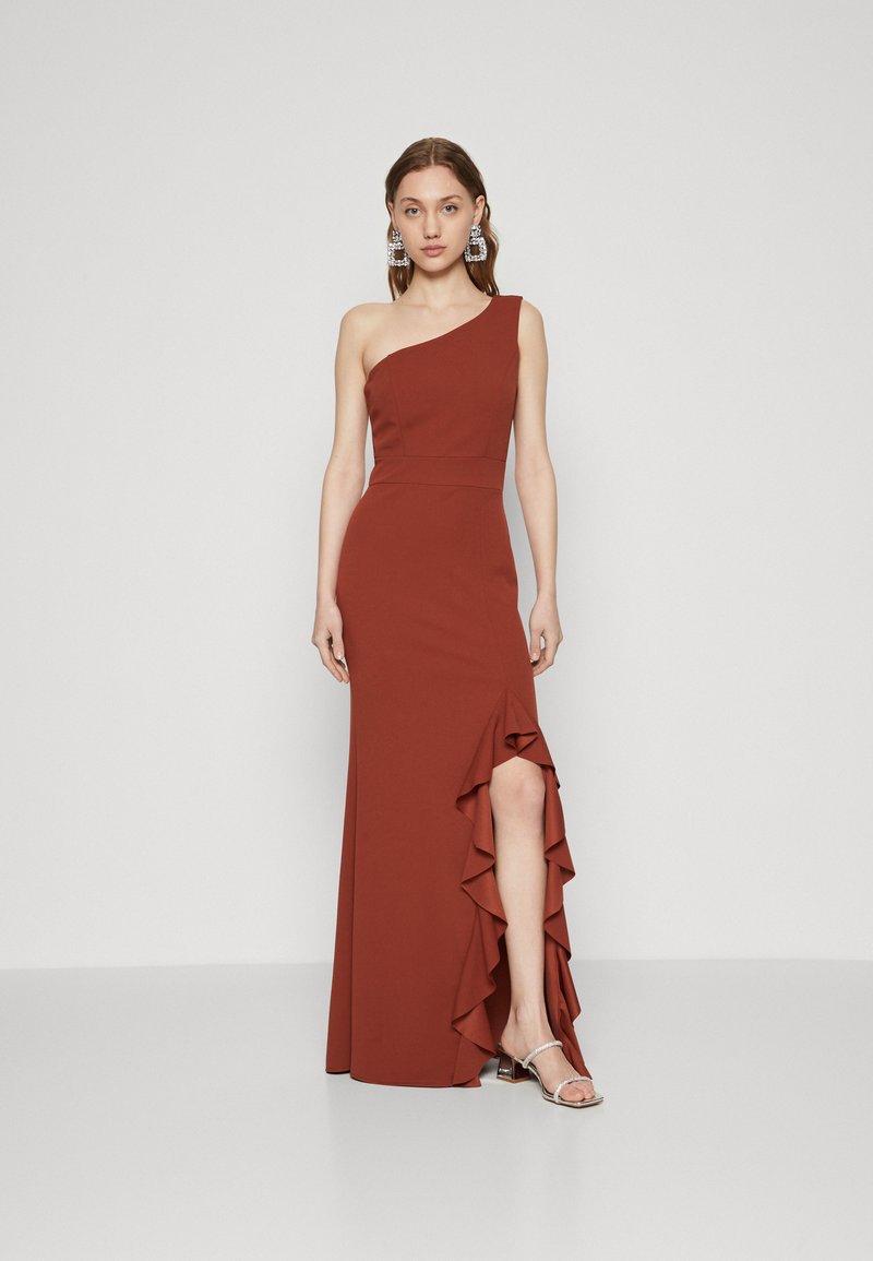 WAL G. MILLY ONE SHOULDER RUFFLE MAXI - Pidulikud riided - burnt orange