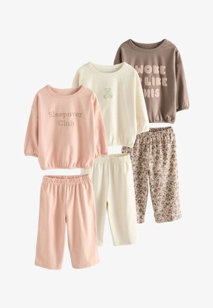 Next, WIDE LEG 3 PACK SET - Pigiama - ecru pink slogan print