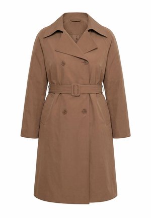 Ulla Popken, TRENCHCOAT, REVERSKRAGEN, DOPPELREIHIG, RAGLAN-LANGARM - Trenchcoat - brown