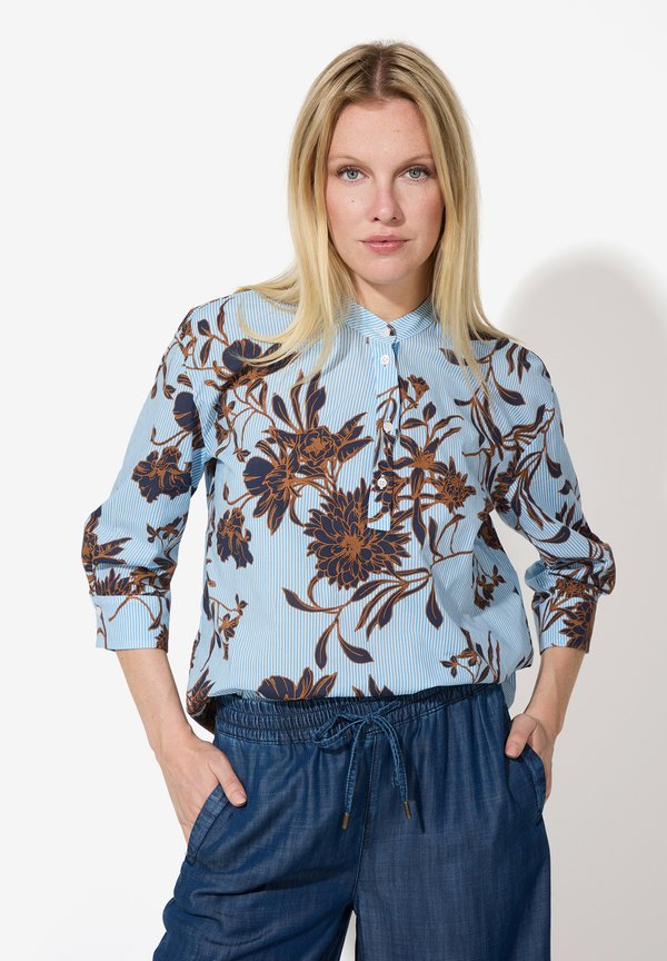 Bluse - flower print with stripes
