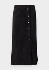 BUTTON MIDI SKIRT - Kokerrok - black