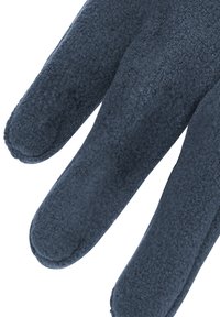 Gants bleu foncé en tissu texturé, comportant cinq doigts avec des extrémités arrondies et une apparence douce et moelleuse.