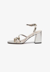 LEATHER - High heeled sandals - gold-coloured