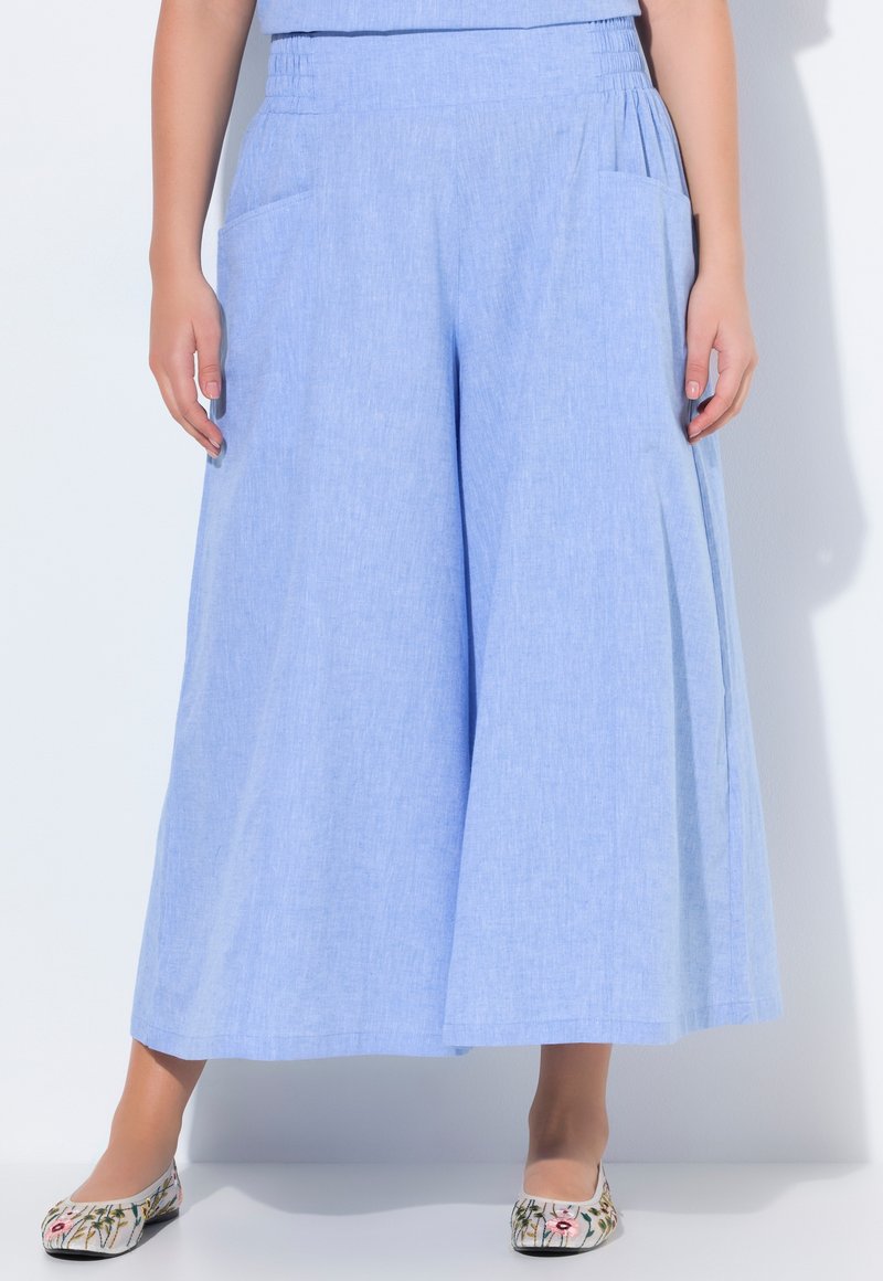 Ulla Popken ECO WIDE CULOTTES - Tygbyxor - sky blue