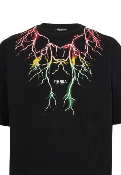 PHOBIA ARCHIVE FULMINI - T-shirt con stampa - nero-rosso-giallo-verde