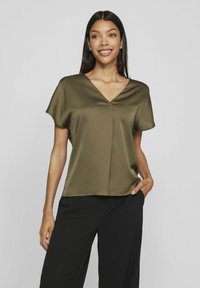 VILA VIELLETTE V NECK - Palaidinė - dusty olive