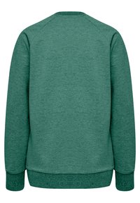Felpa verde con finitura texture. Presenta un colletto rotondo, maniche lunghe e polsini e orlo a coste. Nessun logo o motivo visibile.