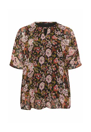 Yours Clothing, PLUS SIZE FLORAL TOPS - Bluse - black