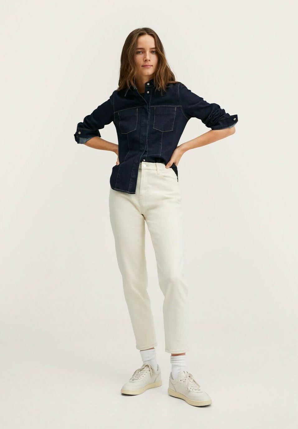 Mango NEWMOM - Jeans Slim Fit - cremeweiß/offwhite - Zalando.de
