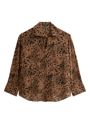 New Look Curves CURVES SPECKLED PATTERN - Overhemdblouse - brown pattern