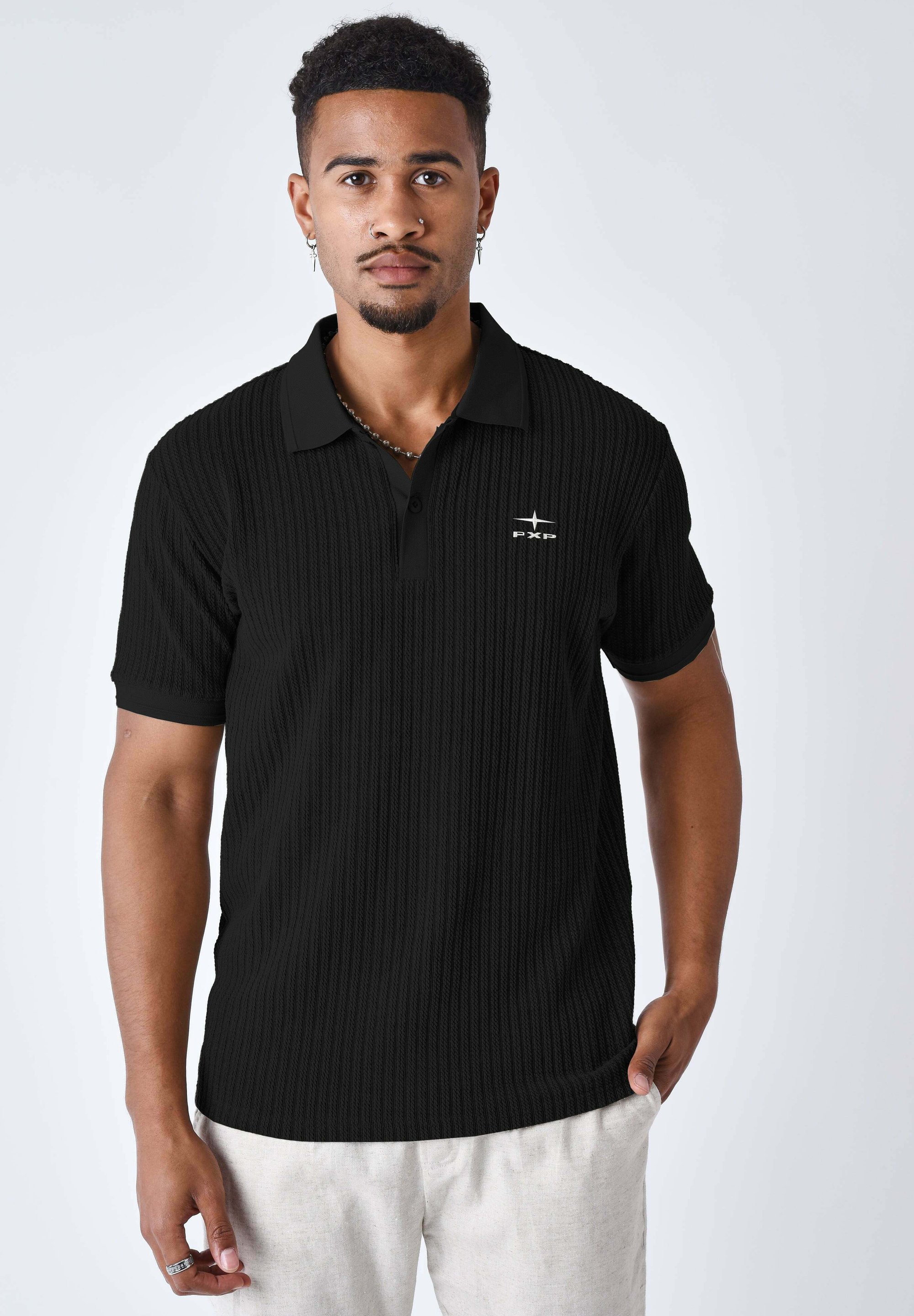 Project X Paris PREPPY TEXTURÉ - Polo shirt - noir/black - Zalando