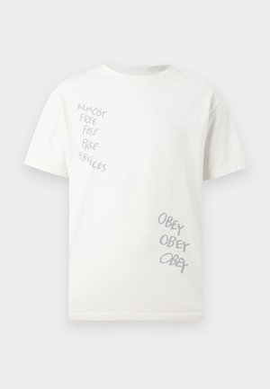 Obey Clothing, ALMOST FREE SERVICES X CHAOS AND DISSENT TEE - T-shirt imprimé - chalk white