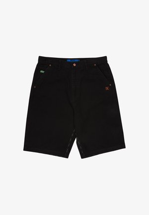 Schwarze Shorts aus Baumwolle mit einem lässigen Design. Verfügen über Vordertaschen, Kupferknöpfe und ein kleines Logo am linken Oberschenkel.