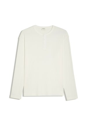 Bershka, LONG SLEEVE SLIM FIT HENLEY - T-SHIRT - Long sleeved top - white