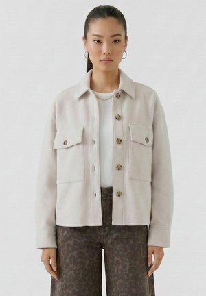 Oui, OVERSHIRT - Fleecejacke - stone melange
