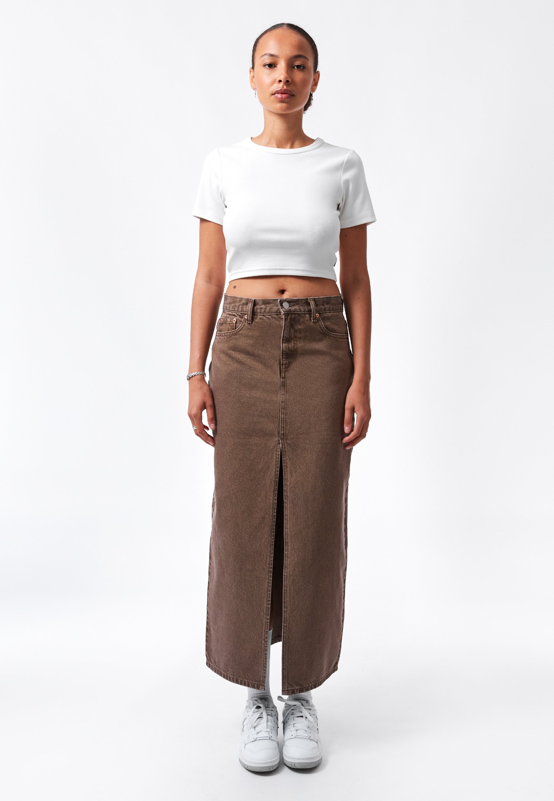 Dr.Denim MYRA - Maxi skirt - washed coffee/brown - Zalando.ie
