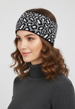 Faera, LEOP-PRINT STIRNBAND AUS STRICK MODISCH WARM - Kopftuch - grau