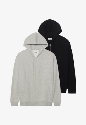 UNISEX 2 PACK  - Zip-up sweatshirt - mottled light grey/black