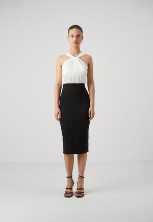 MARLA KNOT MIDI DRESS - Trikoomekko - black/white