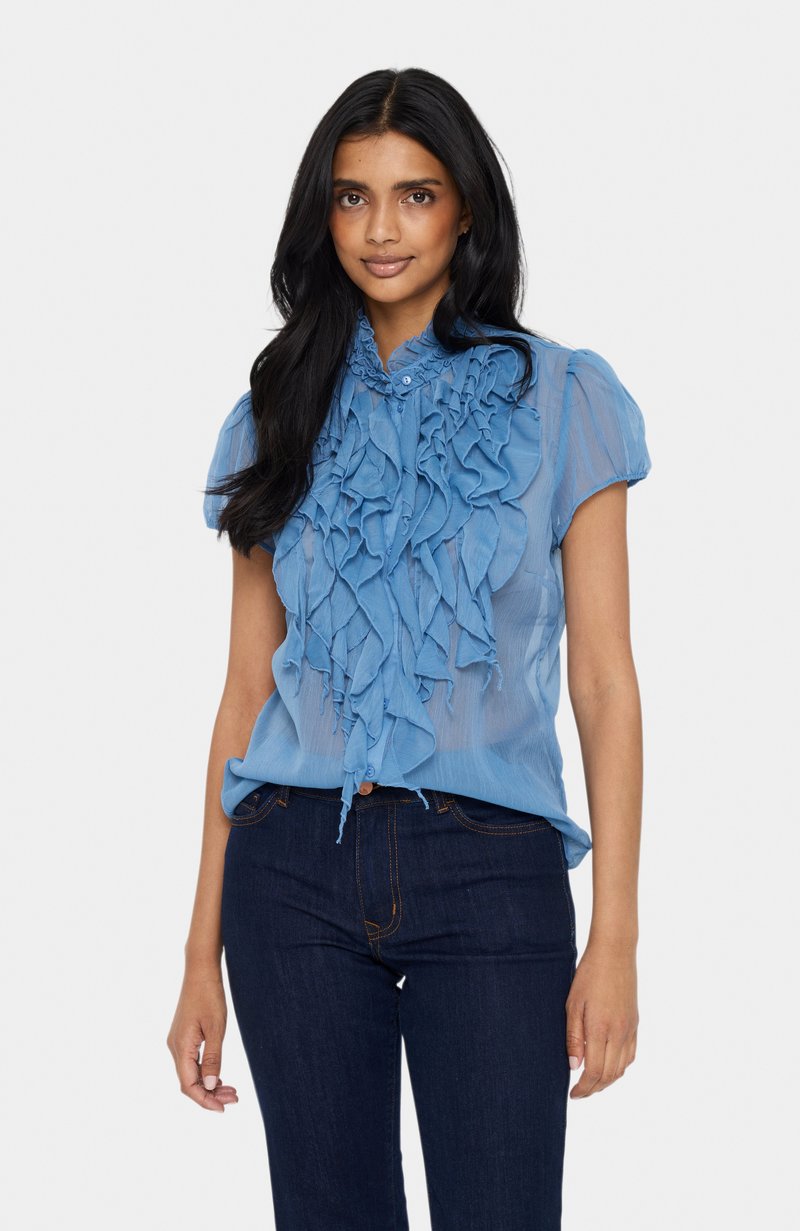 Saint Tropez LILJA CRINKLE - Bluza z gumbi - captain's blue