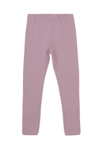 Lilla leggings laget av myk, elastisk bomull med elastisk midjebånd og uten lommer. Har en tettsittende passform og glatt tekstur.