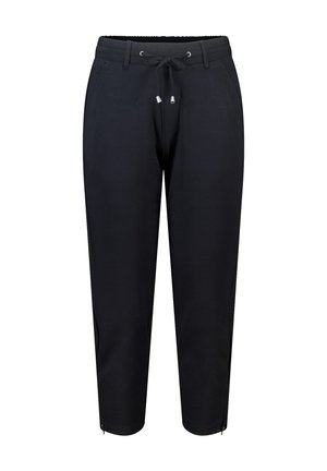 Zwarte joggerbroek met een elastische tailleband, verstelbare trekkoord en enkelritsen. Gemaakt van een gladde, lichtgewicht stof.