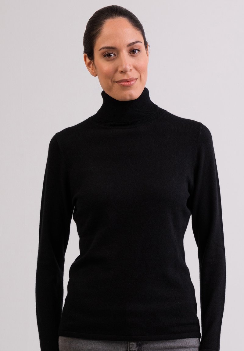 CASH-MERE CASH-MERE ROLLKRAGEN PULLOVER - Strickpullover - schwarz