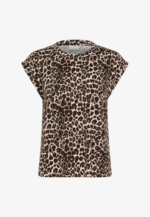 Kaffe T-Shirt print - feather gray leo print