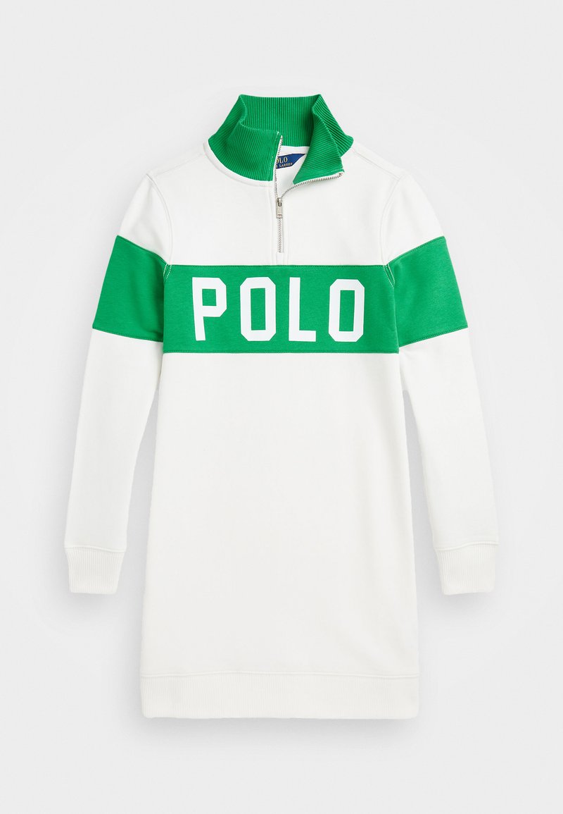 Polo Ralph Lauren - LOGO FRENCH TERRY QUARTER ZIP DRESS - Robe de jour - paper white, Agrandir
