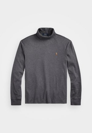 Donkergrijze coltrui gemaakt van een katoenmix. Heeft lange mouwen en een klein geborduurd logo op de linkerkant van de borst.