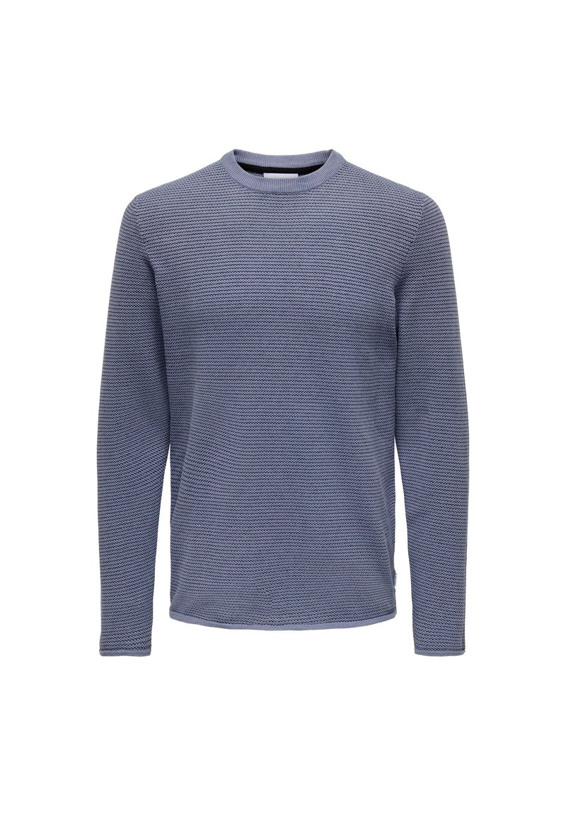 Only & Sons 12 STRIPE CREW - Strickpullover - blau
