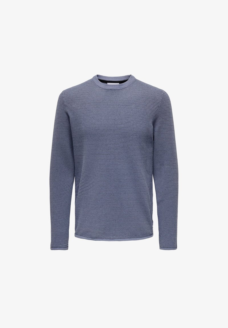 Only & Sons 12 STRIPE CREW - Strickpullover - blau