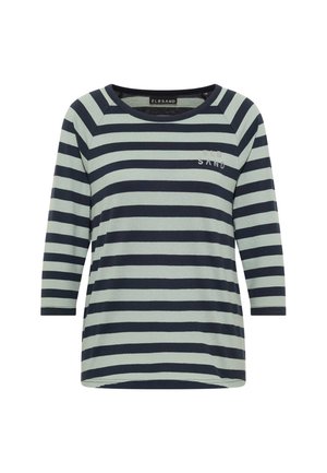 Long-sleeve shirt with navy and light gray horizontal stripes and a small ELBSAND logo on the upper left chest.