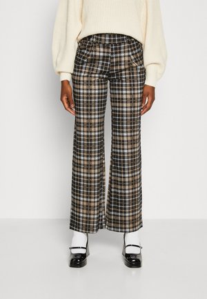 JDY JDYGEGGO MIA LONG CHECK PANT - Παντελόνι - black/silver mink/white