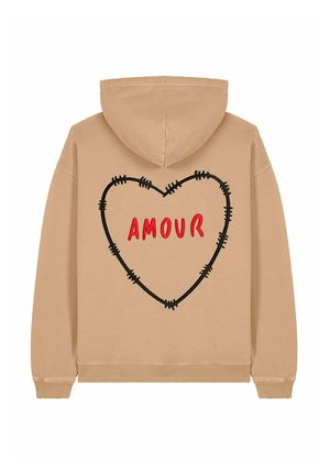 AMOURBROD BACK PRINT VINTAGE UNISEX HEAVYWEIGHT - Sweat à capuche - beige