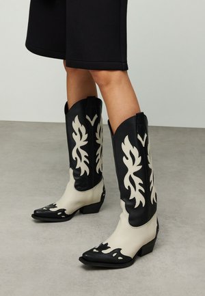 MIT STICKEREI - Cowboy-/Bikerlaarzen - black