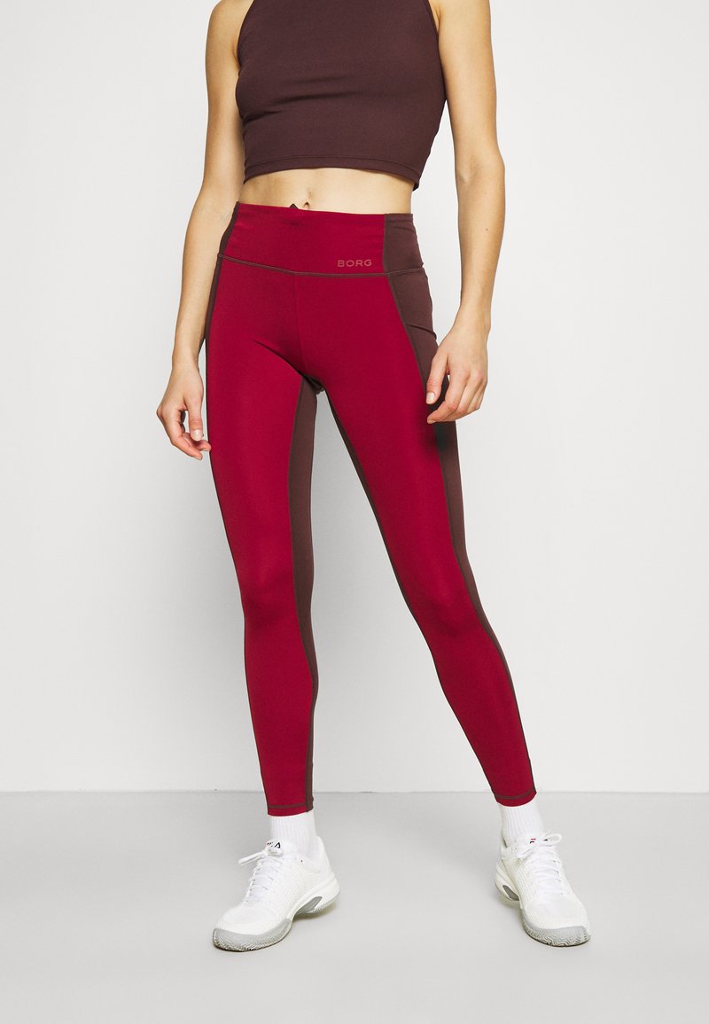 Damen Sportbekleidung | Björn Borg HIGH WAIST Tights biking red/bordeaux - QO12051 Damen Sportbekleidung | Björn Borg HIGH WAIST Tights biking red/bordeaux - QO12051