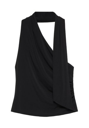 PULL&BEAR, DRAPED SCARF-STYLE STRAP HALTER - TOP - Blouse - black