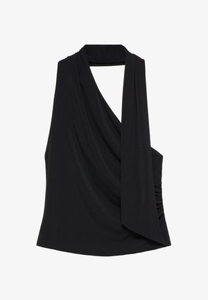 PULL&BEAR, DRAPED SCARF-STYLE STRAP HALTER - TOP - Blouse - black