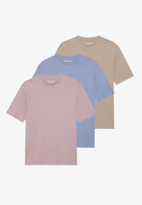 UNISEX 3 PACK - Lihtne T-särk - elderberry/stonewash/desert taupe