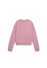 Sudadera de color rosa claro, diseño cortado, cuello y puños acanalados, textura suave, sin diseños ni logos visibles en la parte posterior.