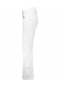 Weiße Baumwollhose mit geradem Bein, ausgestattet mit einem einfachen Bund, dezenten Nähdetails und Seitentaschen.